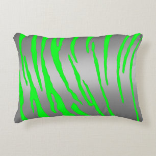 Cojín Decorativo Rayas de tigre plateadas verdes
