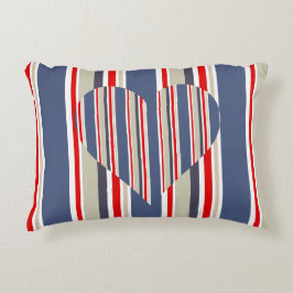 Cojín Decorativo Rayas de vela y corazón de amor Náutico