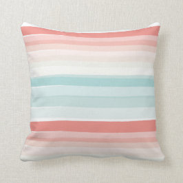 Cojín Decorativo Rayas de verano en coral y turquesa