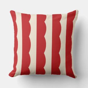Cojín Decorativo Rayas de Vieira Roja sin Costuras, Crema Retro