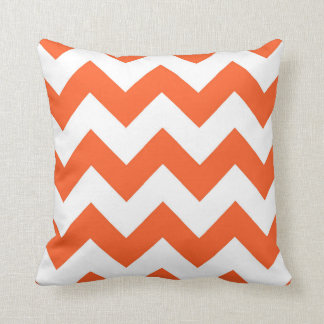 Cojín Decorativo Rayas de zigzag blanco y naranja Decorativas