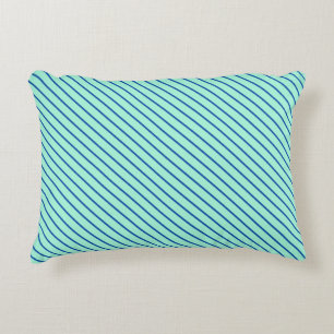 Cojín Decorativo Rayas diagonales - aqua y azul marino