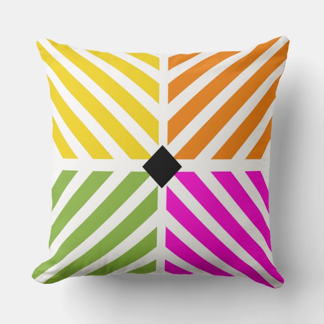 Cojín Decorativo Rayas diagonales arcoiris (Anverso)