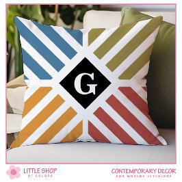 Cojín Decorativo Rayas diagonales modernas personalizables iniciale