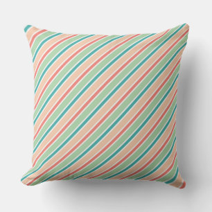 Cojín Decorativo Rayas diagonales: rosa, verde y azul