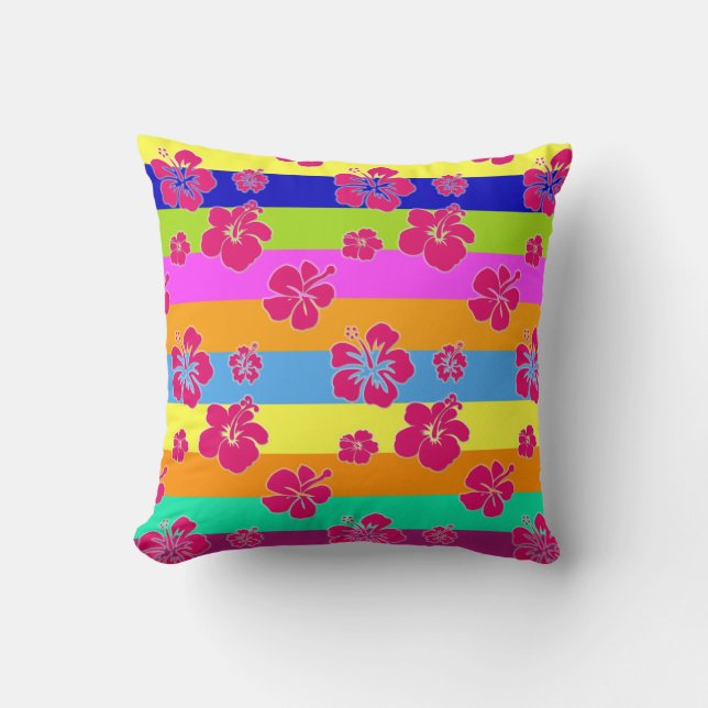 Cojín Decorativo Rayas e hibiscus Pillow (Anverso)