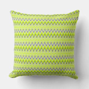 Cojín Decorativo Rayas en zigzag gris claro verde claro lindas