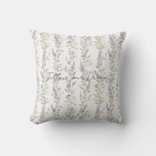 Cojín Decorativo Rayas Florales Blancas Lavanda