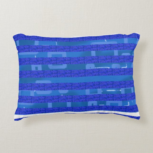 Cojín Decorativo Rayas Geométricas Azules Geniales (Anverso)