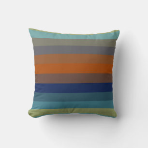 Cojín Decorativo Rayas horizontales de color azul verdoso y naranja