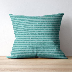 Cojín Decorativo Rayas Horizontales de Estilo Brillo Verde Turquesa