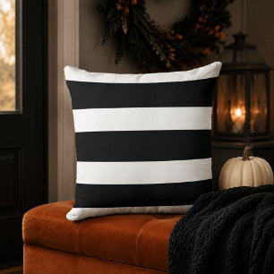 Cojín Decorativo Rayas horizontales negras y blancas en negrita