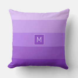 Cojín Decorativo Rayas lila monograma personalizado