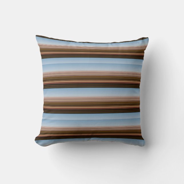 Cojín Decorativo Rayas marrones azules de época (Anverso)