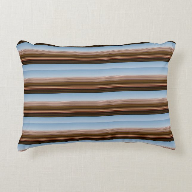 Cojín Decorativo Rayas marrones azules de época (Anverso)