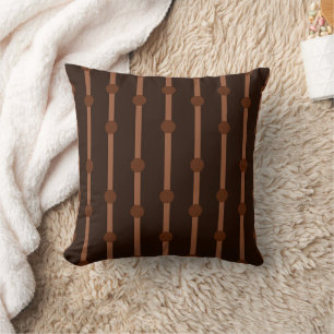 Cojín Decorativo Rayas Marrones Minimalistas, Patrón Geométrico de
