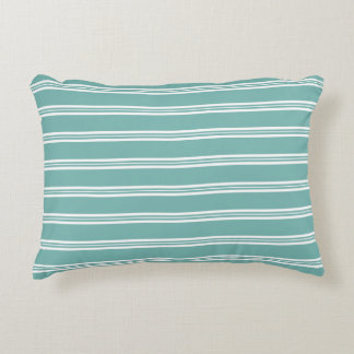 Cojín Decorativo Rayas minimalistas de color verde-mar y blanco