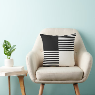 Cojín Decorativo Rayas minimalistas modernas blancas y negras clási