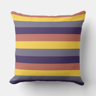 Cojín Decorativo Rayas modernas amarillas de color coral morado