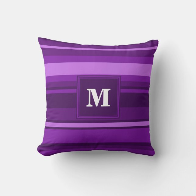 Cojín Decorativo Rayas moradas monográficas (Anverso)