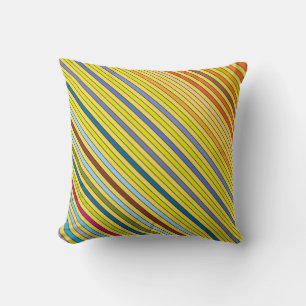 Cojín Decorativo Rayas Multicolores y Amarillo con Líneas Negras Fi