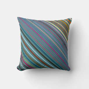 Cojín Decorativo Rayas Multicolores y Azul Turquesa