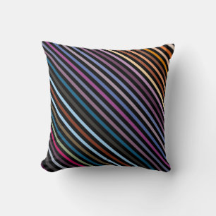 Cojín Decorativo Rayas Multicolores y Negro