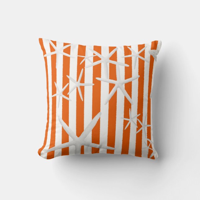 Cojín Decorativo Rayas Naranja de estepas (Anverso)
