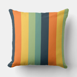 Cojín Decorativo rayas naranjas, azules, amarillas y verdes