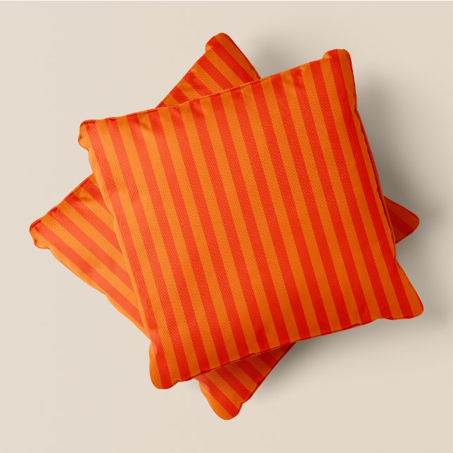 Cojín Decorativo Rayas Naranjas naranjas y oscuras (Orange & Dark Orange Stripes Throw Pillow)