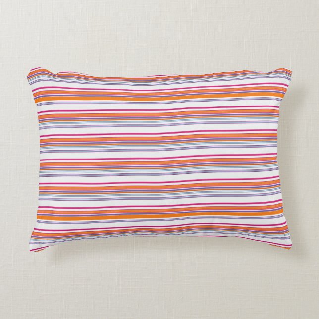 Cojín Decorativo Rayas naranjas rosadas (Anverso)