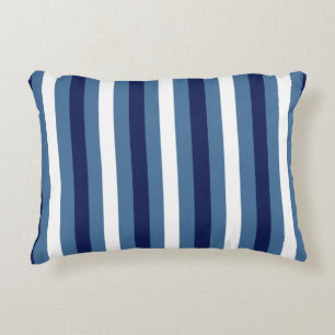 Cojín Decorativo Rayas Náuticas Azul Marino Azul Ahumado Blanco Cru