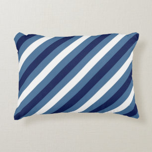 Cojín Decorativo Rayas Náuticas Azul Marino Azul Ahumado Blanco Cru