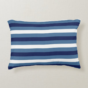 Cojín Decorativo Rayas Náuticas Azul Marino Azul Ahumado Blanco Cru
