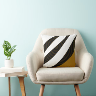 Cojín Decorativo Rayas Negras Blancas Marrones Elegantes Con Estilo