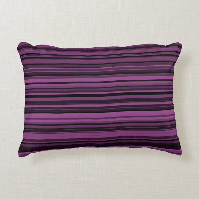 Cojín Decorativo Rayas Negras Moradas Abstractas (Anverso)