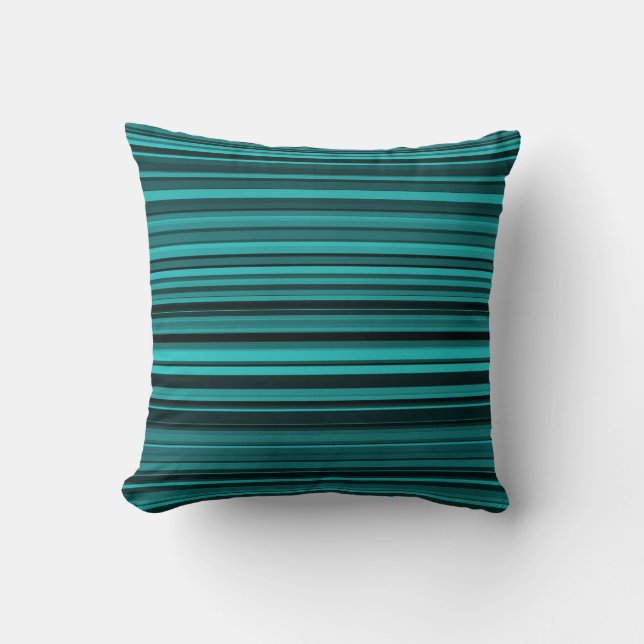 Cojín Decorativo Rayas Negras Verde Azul (Anverso)