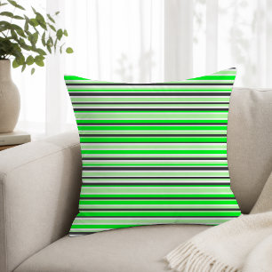 Cojín Decorativo Rayas Negras Verdes Modernas