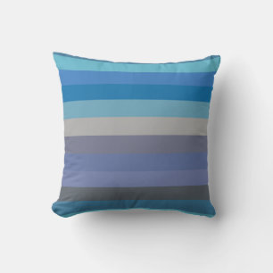 Cojín Decorativo Rayas Ombré de Cielo Suave a Azul Cobalto