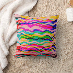 Cojín Decorativo Rayas onduladas abstractas dibujadas a mano colori