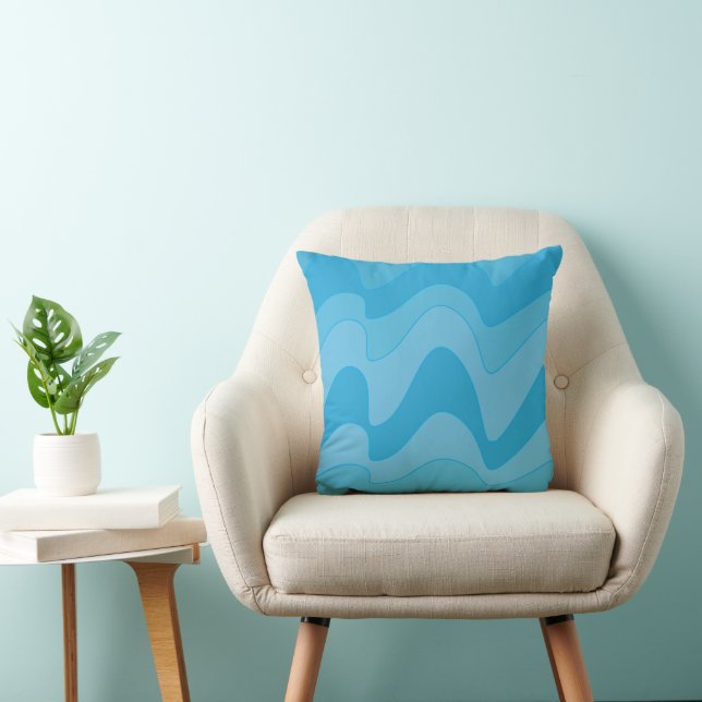 Cojín Decorativo Rayas Onduladas Azules (Silla)