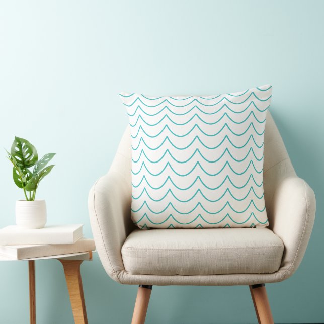 Cojín Decorativo Rayas Onduladas Azules (Silla)