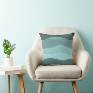 Cojín Decorativo rayas onduladas de azul a verde