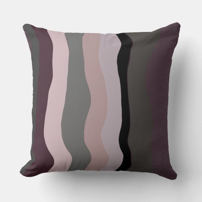 Cojín Decorativo Rayas onduladas de borgoña, rosa y morada (Anverso)