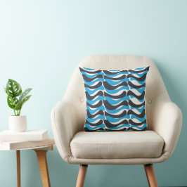 Cojín Decorativo Rayas onduladas gris azul