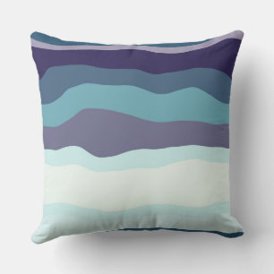 Cojín Decorativo Rayas onduladas púrpura y turquesa