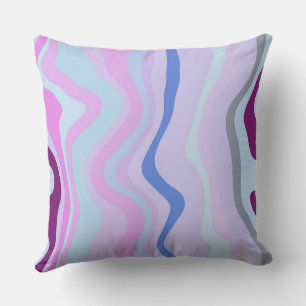 Cojín Decorativo Rayas onduladas rosa, azul y púrpura