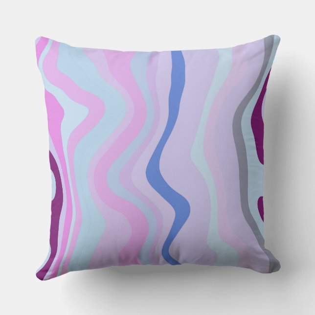 Cojín Decorativo Rayas onduladas rosa, azul y púrpura (Reverso )