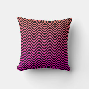 Cojín Decorativo Rayas onduladas rosa negro naranja