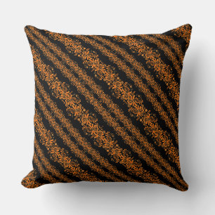 Cojín Decorativo Rayas ornamentas de naranja negro suave